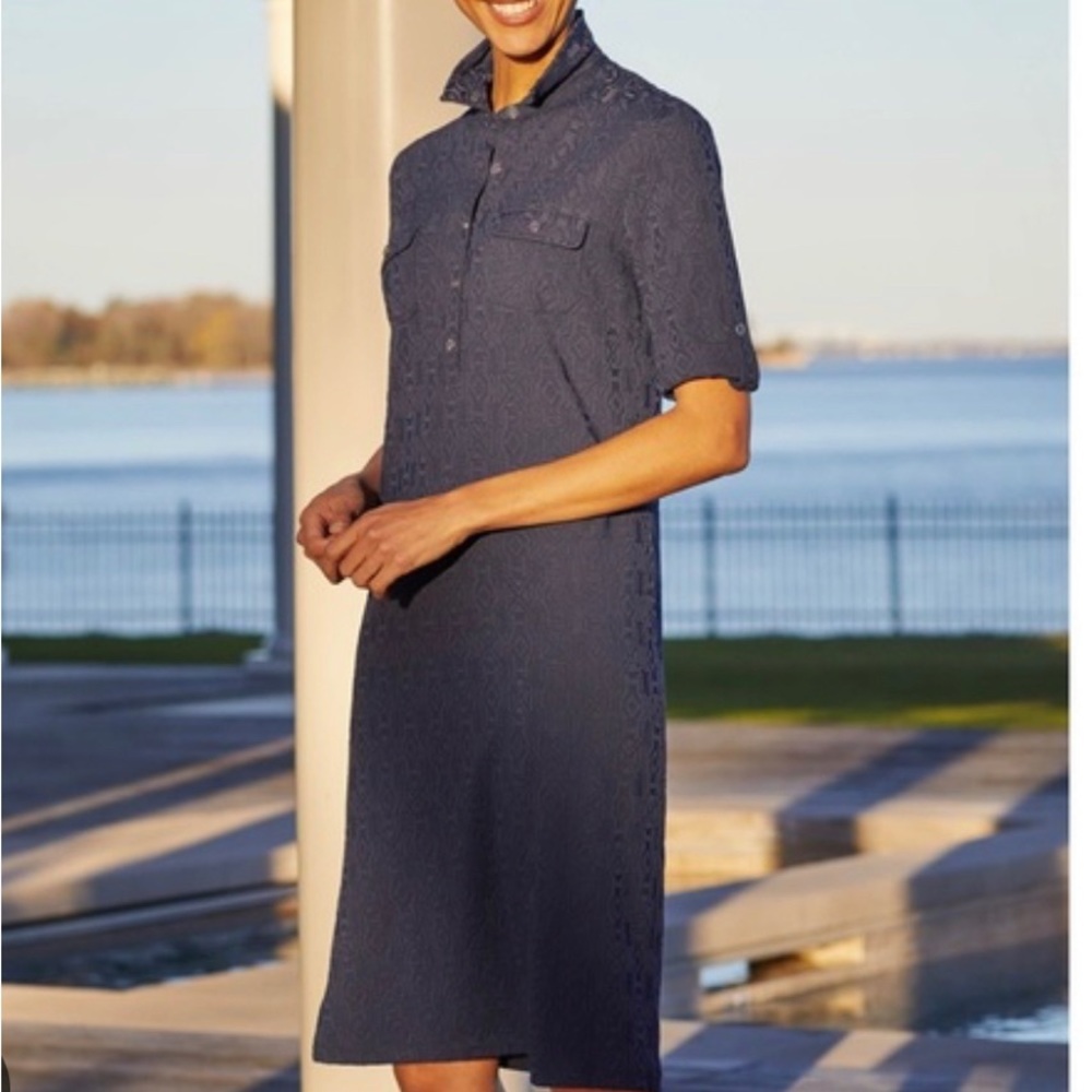 J. McLaughlin Navy Jacquard Dress